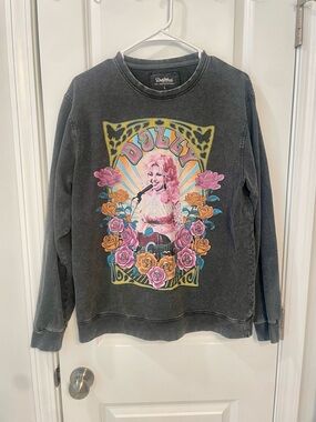 DOLLYWOOD, Dolly Charcoal Sweatshirt with Colorful Retro Psychedelic Print